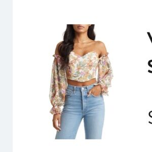 VICI Collection Floral Off the Shoulder Corset Crop Top